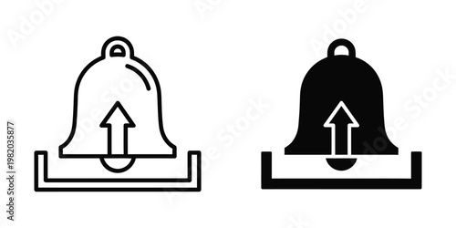 Two contrasting bell icons indicating active and inactive states with directional arrows