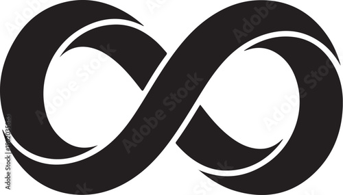 Infinity symbol, black vector icon, modern design element, sleek infinity loop