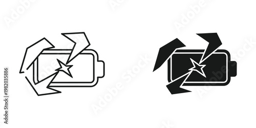 Comparison of battery recycling and disposal icons with different styles