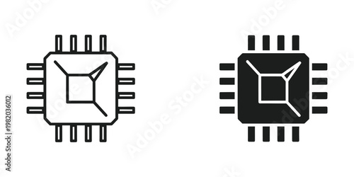 Contrast between a light and dark integrated circuit chip graphic representation