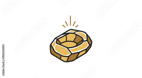 Elegant Line Art Stylized Gold Nugget Vector Icon with Warm Monochromatic Tones. transparent.