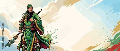 Guan Yu Figure with Ceremonial Blade and Flowing Robes Noble Warrior