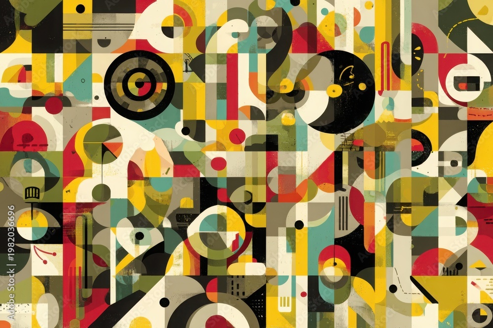 Obraz premium Abstract Office Shapes Illustrate Colorful Design Challenges