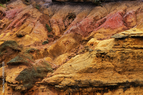 Colorful limestone worn by water