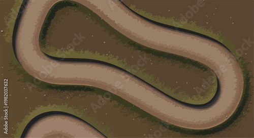 Overhead View of Winding Dirt Race Track Vector