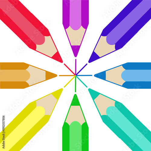 A logo design with brillant colors is made of pencils and is suggested as a logo for an artist or illustrator.