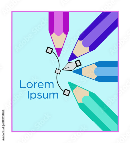 A logo design with brillant colors is made of pencils and is suggested as a logo for an artist or illustrator.