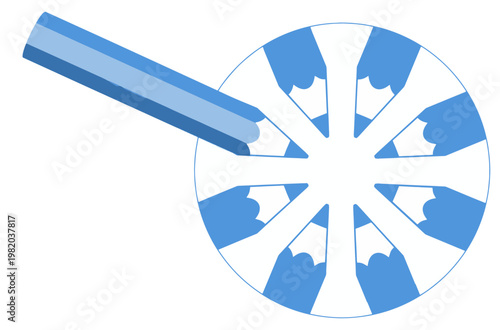 A logo design with brillant colors is made of pencils and is suggested as a logo for an artist or illustrator.