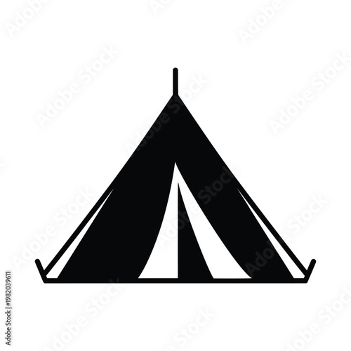 Tourist camping tent glyph icon. Gear for summer vacation, trekking, hiking, and outdoor adventure designs