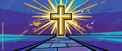 Christian Cross with Radiant Sacred Light and Calm Hope Symbolism