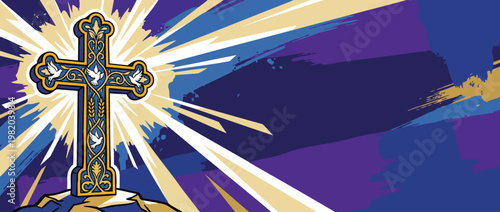 Christian Cross with Radiant Light Symbolizing Hope and Divine Blessing