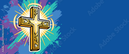 Christian Cross with Radiant Light for Hope and Spiritual Guidance Illustration