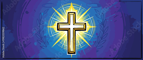 Christian Cross with Radiant Sacred Light and Calm Hope Symbolizing Faith