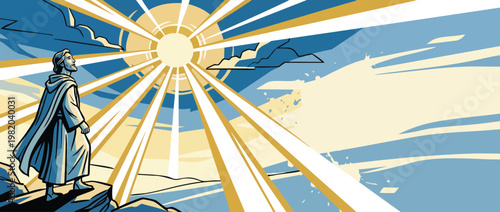 Divine Light Beams from Sky with Halo Glow and Sacred Luminous Atmosphere