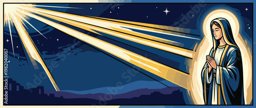 Divine Light Illuminating Praying Woman in Sacred Luminous Atmosphere