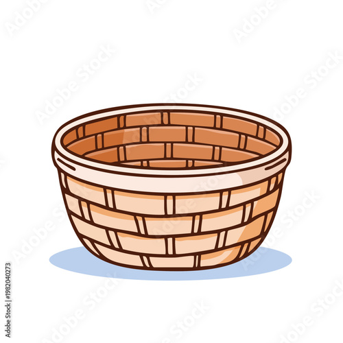 Woven Wicker Basket Empty Natural Material Container for Storage or Decoration