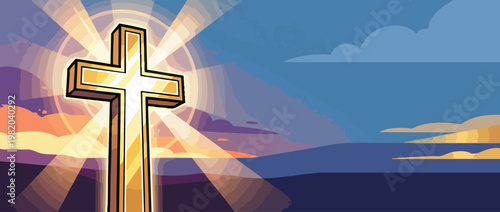Christian Cross with Radiant Sacred Light and Calm Hope Symbolism