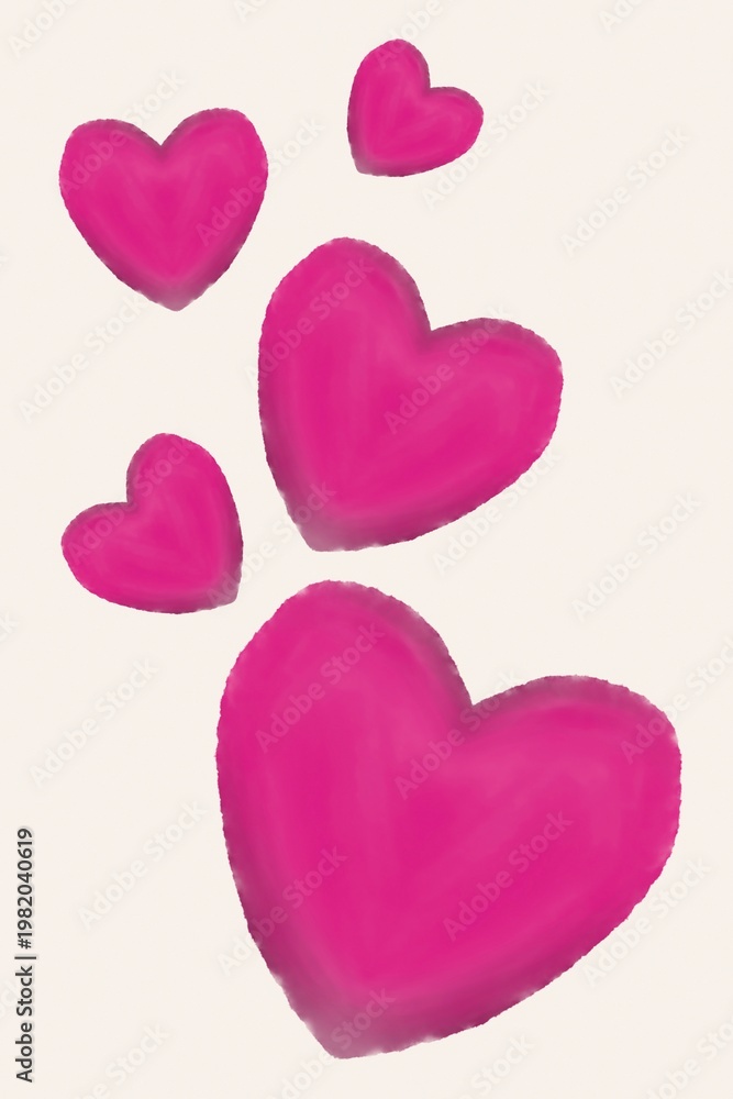 Fototapeta premium Pink Watercolor Heart Clipart Hand Drawn Romantic Love On White Paper