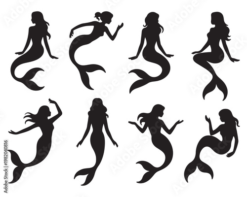 Beautiful Mermaid Silhouette Collection - Mythical Sea Creature Set