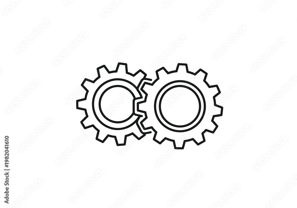 Fototapeta premium Two interlocking gears symbolizing mechanical integration and synchronization