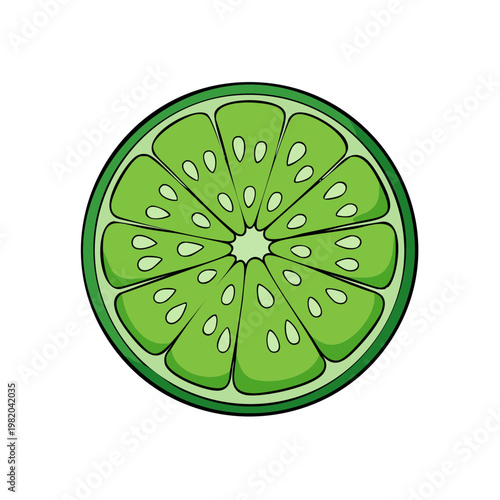 Vibrant cross section of a juicy green lime with visible pulp and seeds