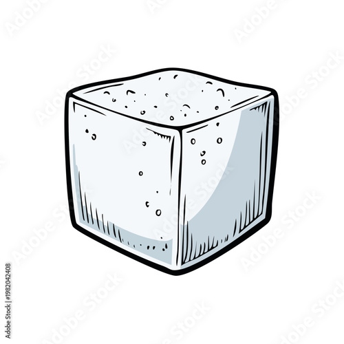 Drawn Cubed Sugar Block with Texture and Small Granules