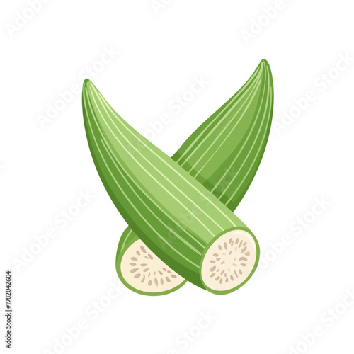 Two ripe snake gourds sliced in half showing seeds, isolated.