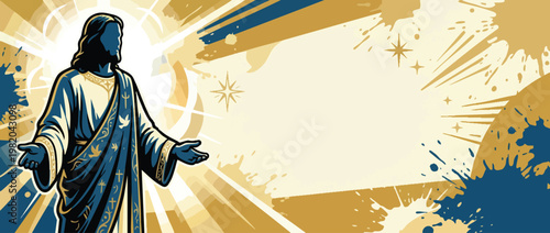 Jesus Christ Silhouette with Open Hands Illustration for Religious Themes