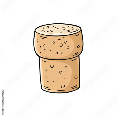 Close-up drawing of a cork stopper with a detailed textured surface and a simple outline