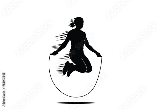 Person jumping with a skipping rope in mid-air action pose