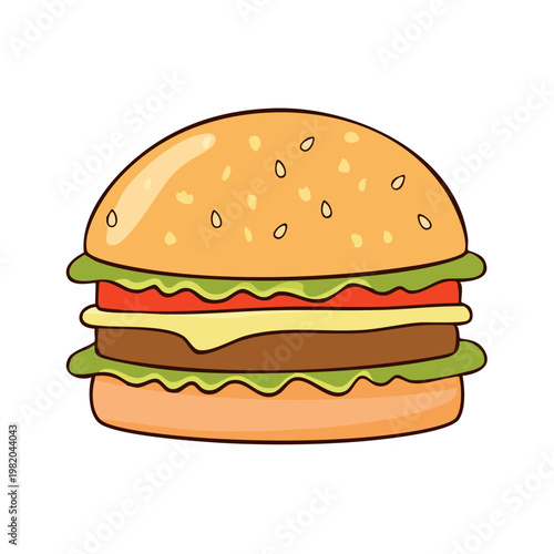 Juicy Cheeseburger With Sesame Seed Bun and Fresh Toppings