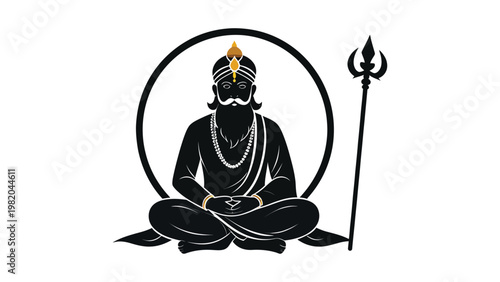 Hindu deity in meditative sitting posture.