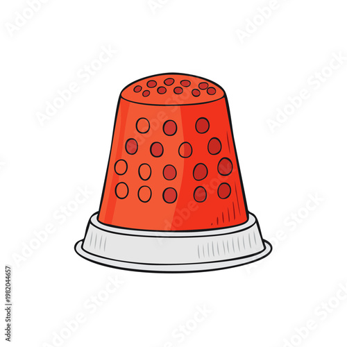Simple Red Thimble With Polka Dots For Sewing And Crafting