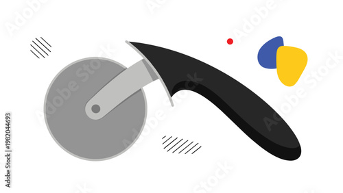 Professional pizza cutter with a ergonomic black handle and sharp stainless steel circular blade for kitchen use and food preparation.