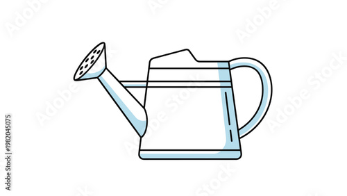 Clean line drawing of a gardening watering can with a large handle and sprout for plant care and horticulture themes.