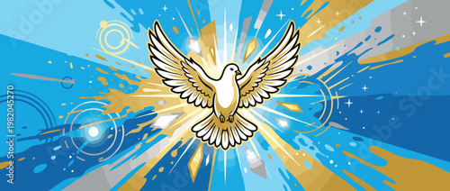 White Dove with Radiant Light Peaceful Sacred Atmosphere Radiant Focus