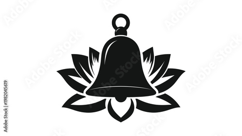 Black bell with lotus flower design.