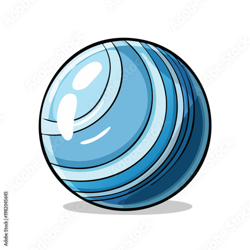 Glossy Blue Orb with Swirling Lines and Highlighted Reflections