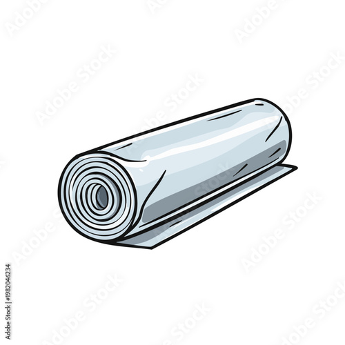 Rolled White Fabric Material or Paper Scroll