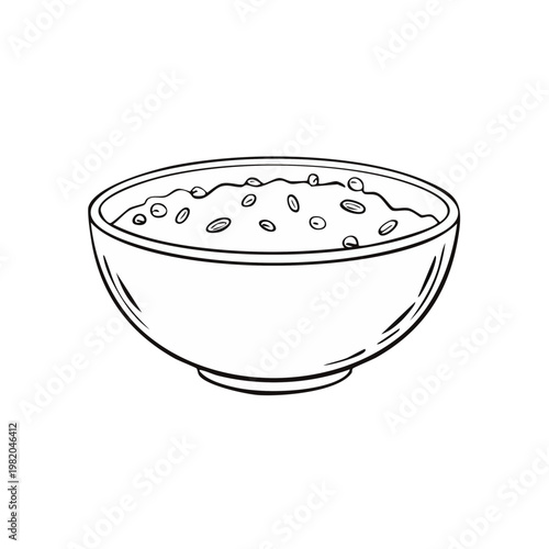 Hand drawn illustration of a bowl filled with oatmeal and berries