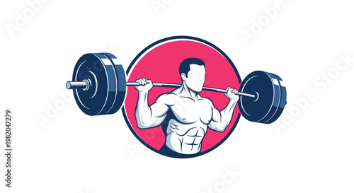 Muscular male bodybuilder performing a heavy barbell squat during a high-intensity weightlifting workout session at the gym for fitness training.