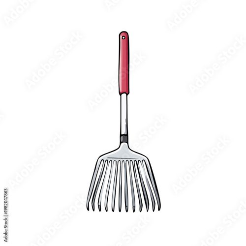 Kitchen Utensil Spatula for Grilling Flipping Food with Red Handle