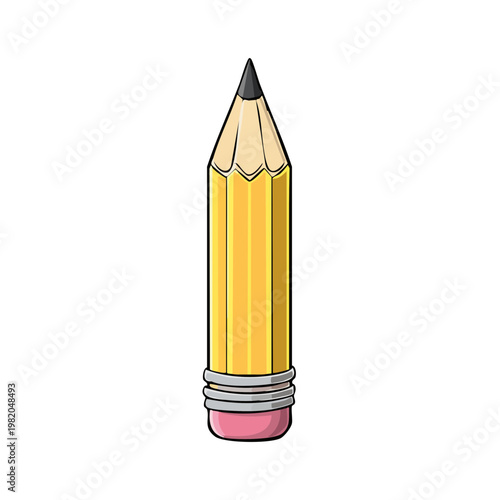 Sharp yellow pencil with pink eraser drawing tool art supplies education concept