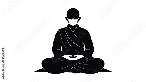 A serene Buddhist monk meditating peacefully.