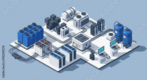 Modern industrial complex with advanced technology and machinery.