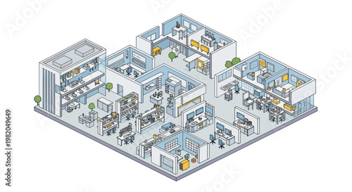 Modern Laboratory Research Facility with Advanced Equipment and Workstations.