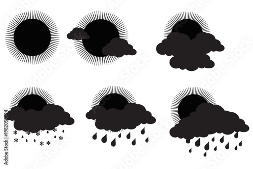 Climate change icon set. Containing global warming, greenhouse, melting ice, earth pollution and disaster icons. Solid icon set