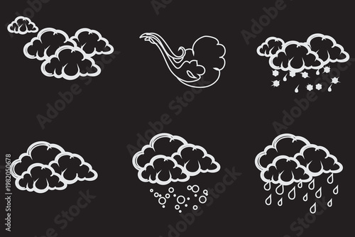 Climate change icon set. Containing global warming, greenhouse, melting ice, earth pollution and disaster icons. Solid icon set