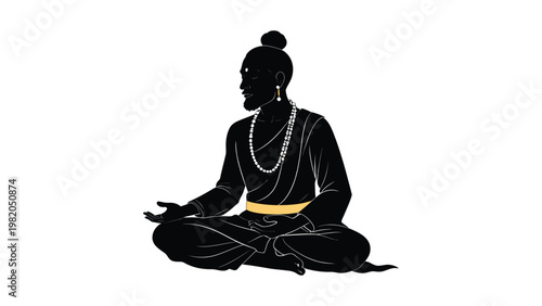 A serene Buddhist monk meditating peacefully.