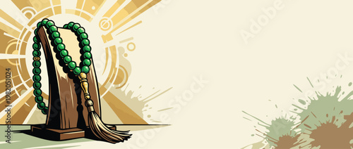 Prayer Beads Tasbih with Elegant Sacred Light Calm Devotional Atmosphere